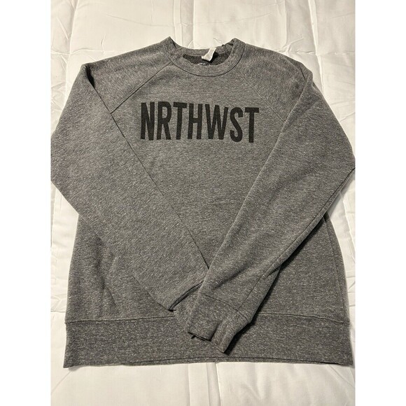 WISH YOU WERE NORTHWEST Light Gray Sweatshirt Drop Shoulder Unisex Size Small - Picture 1 of 7